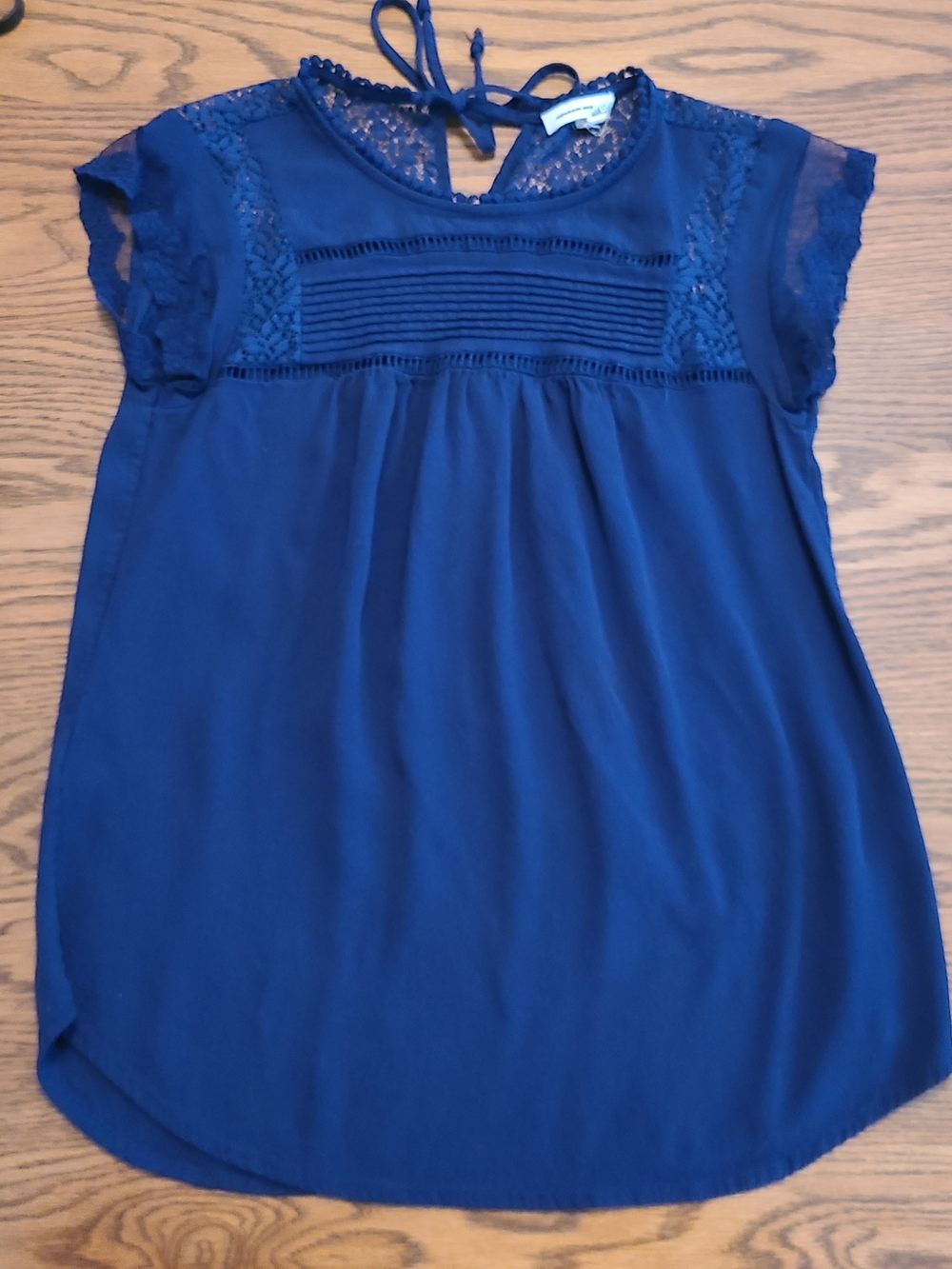 Meadow Rue Deep Blue Crochet Lace Blouse